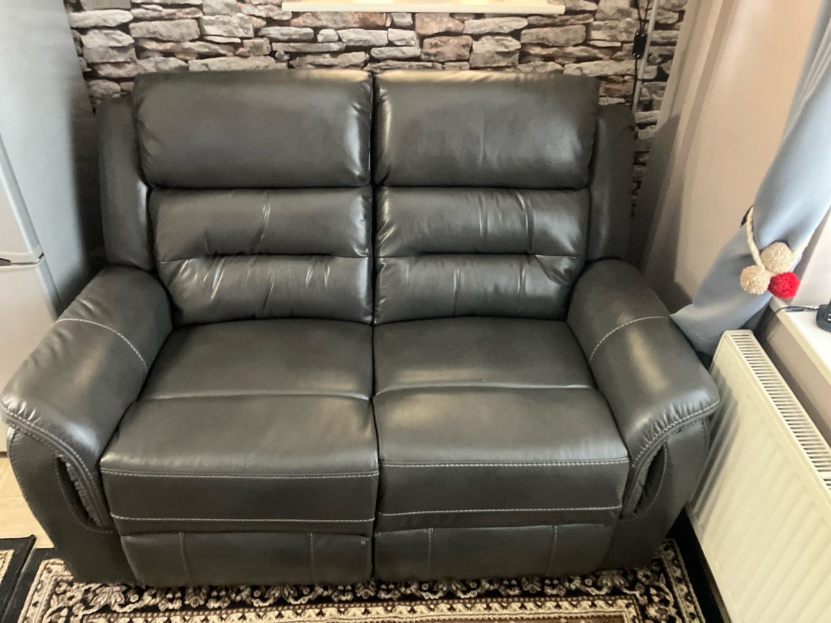 Customer photo review of Turin 2 Seater Leather Recliner Sofa - Grey
