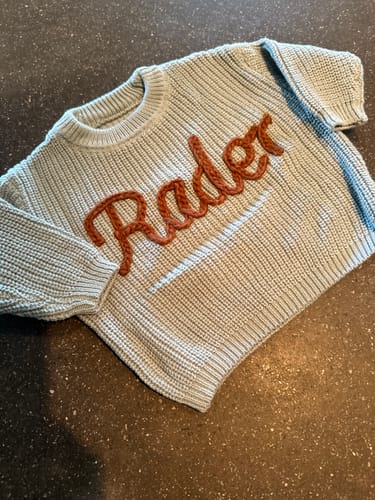 Customer photo review of Hand Knitted Personalized Sweater