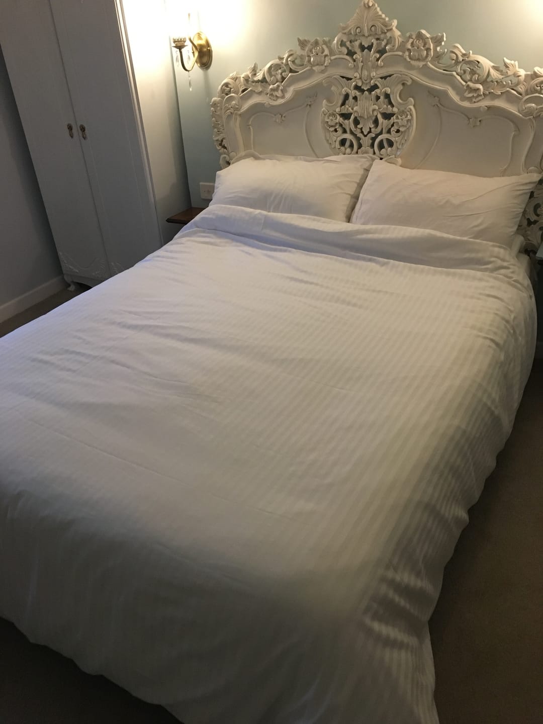 Customer photo review of 100% Cotton Striped White Percale Sheeting Fabric - 118" Wide