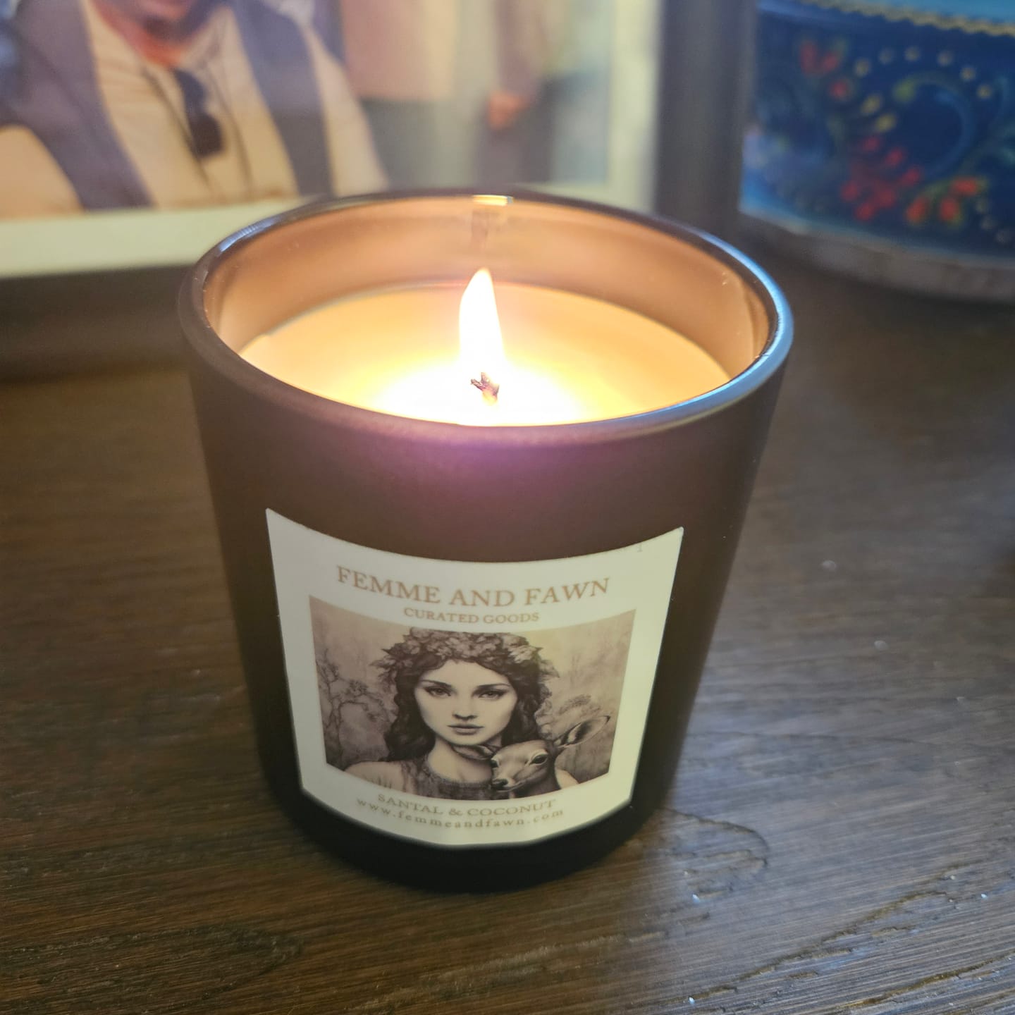Customer photo review of Santal & Coconut non-toxic candle by Femme & Fawn