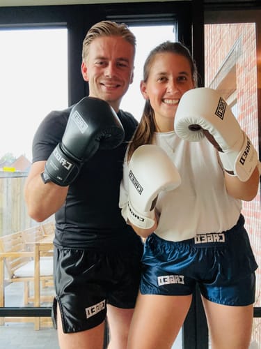 Customer photo review of Caged Muay Thai Shorts 'Shadow'
