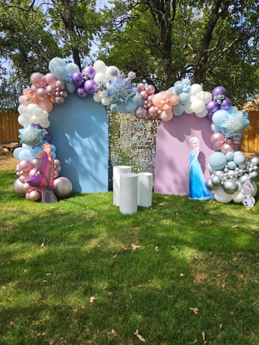 Customer photo review of Silver Shimmer Wall Panels – Easy Setup Wedding/Event/Theme Party Decorations