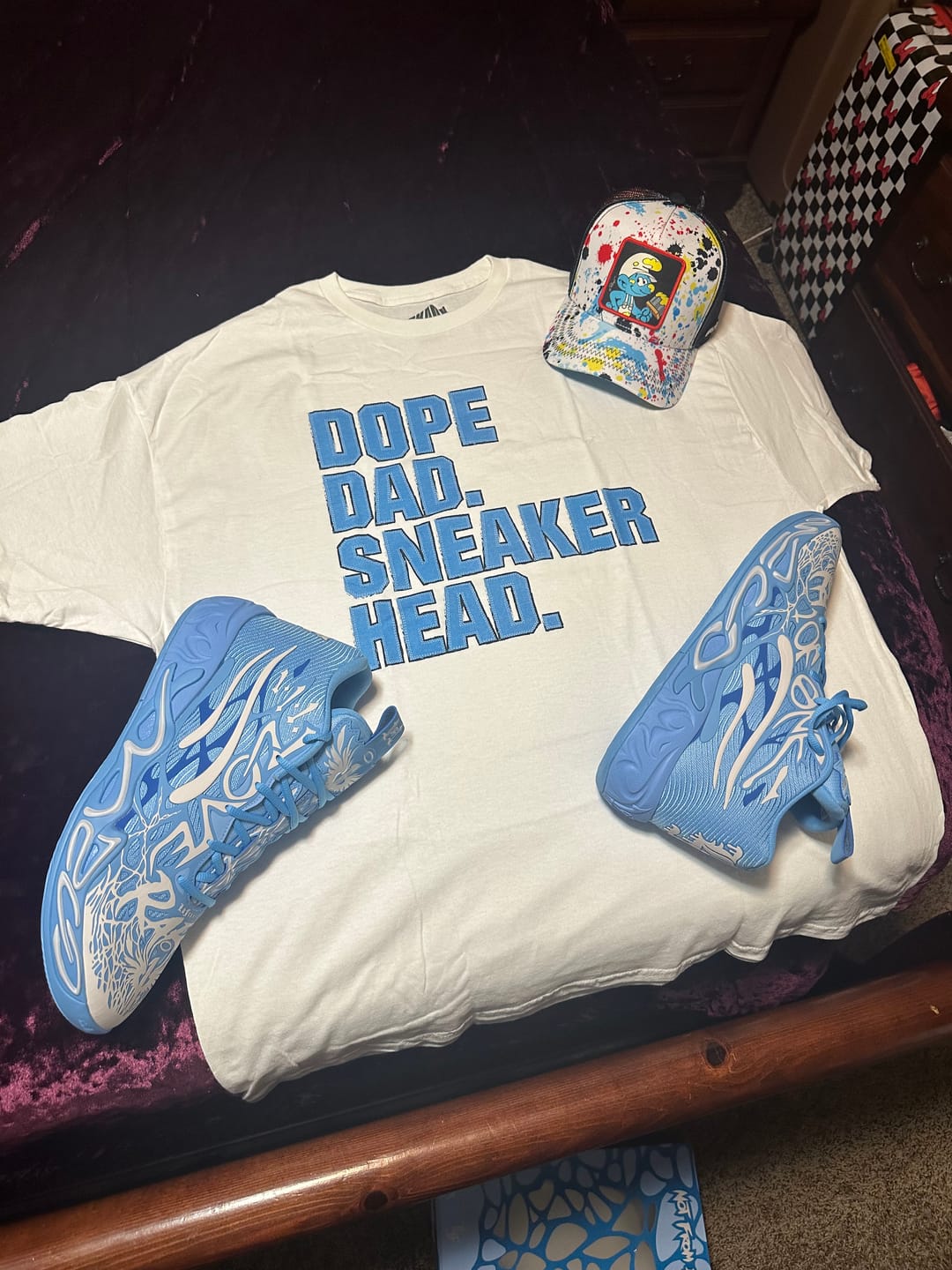 Customer photo review of OVERLORD X Smurfs: Painter Smurf Trucker Cap