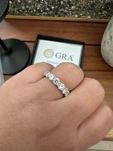 Customer photo review of Coralia 0.5Ct Moissanite 925 Sterling Silver Eternity Band Ring