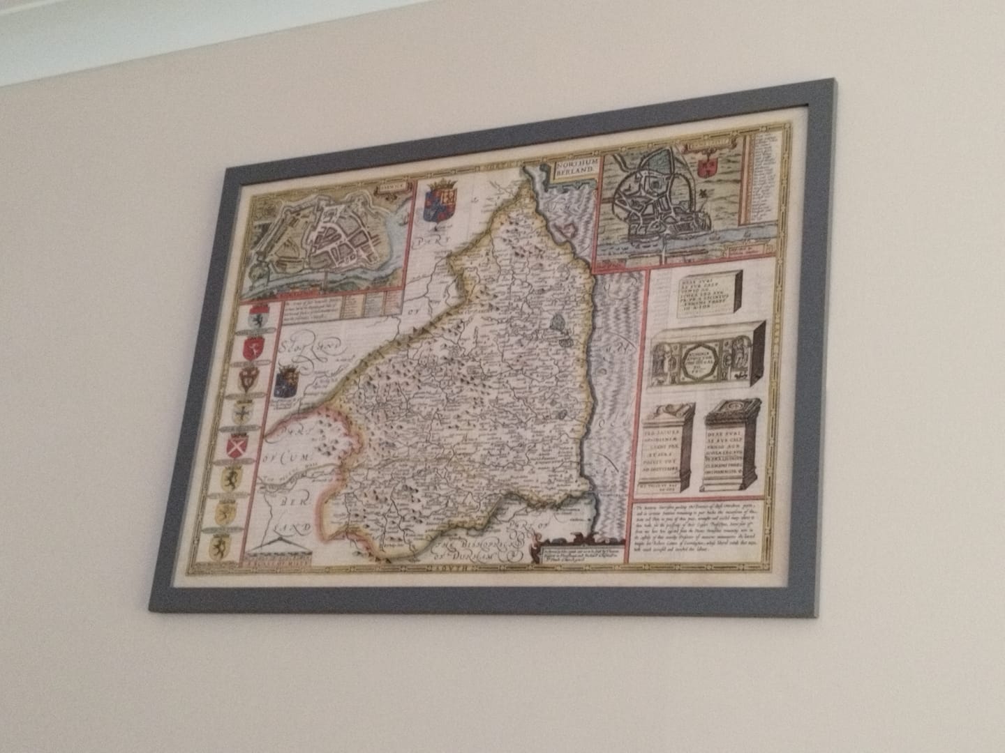 Customer photo review of Old Map of Northumberland in 1611 by John Speed - Newcastle, Gateshead, Hadrian's Wall, Tyne and Wear