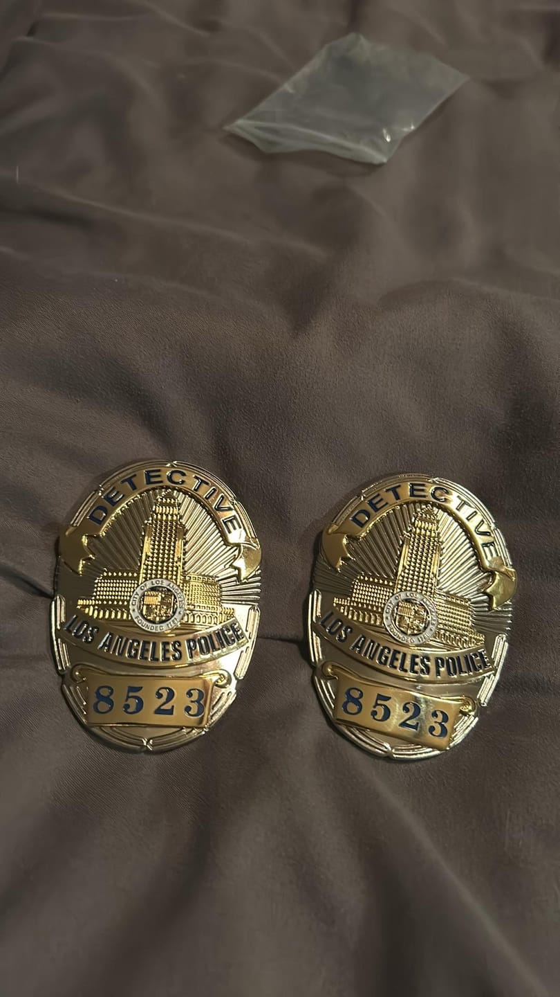 Customer photo review of LAPD Detective Los Angeles Police Badge Customizable Number