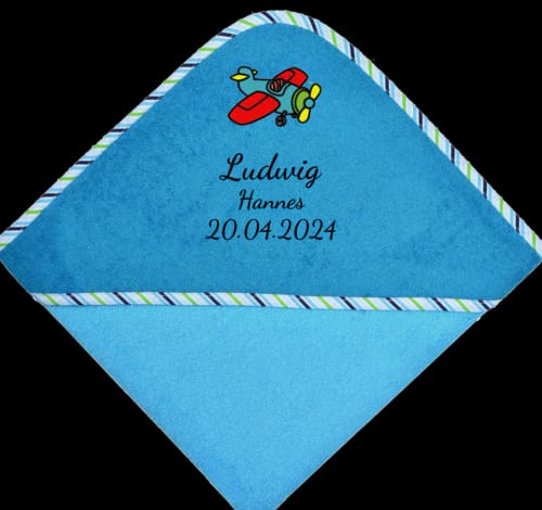 Customer photo review of Wolimbo Jungen Kapuzenhandtuch mit Namen und Motiv