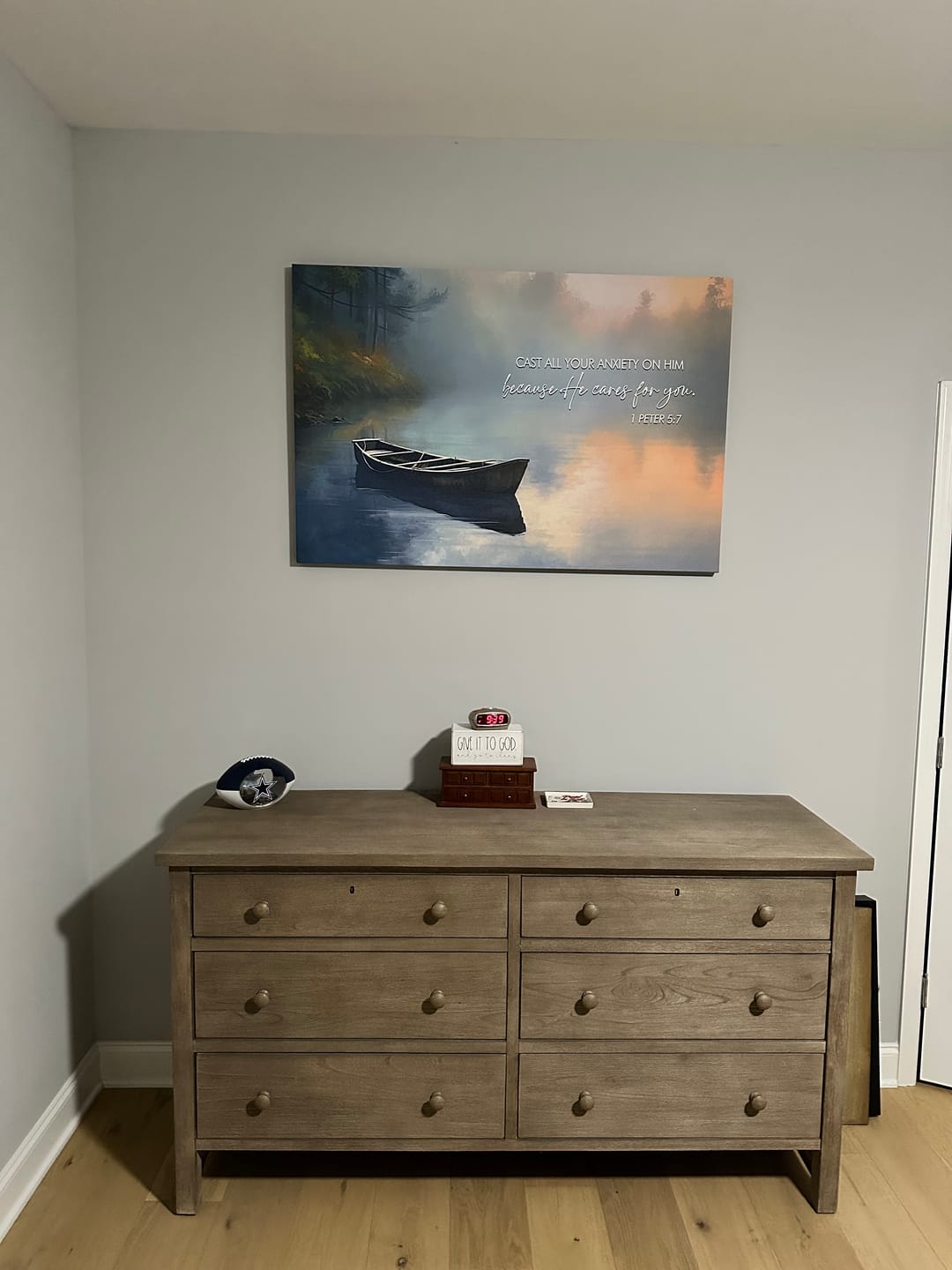 Customer photo review of 1 Peter 5:7 Cast All Your Anxiety on Him Wall Art Canvas