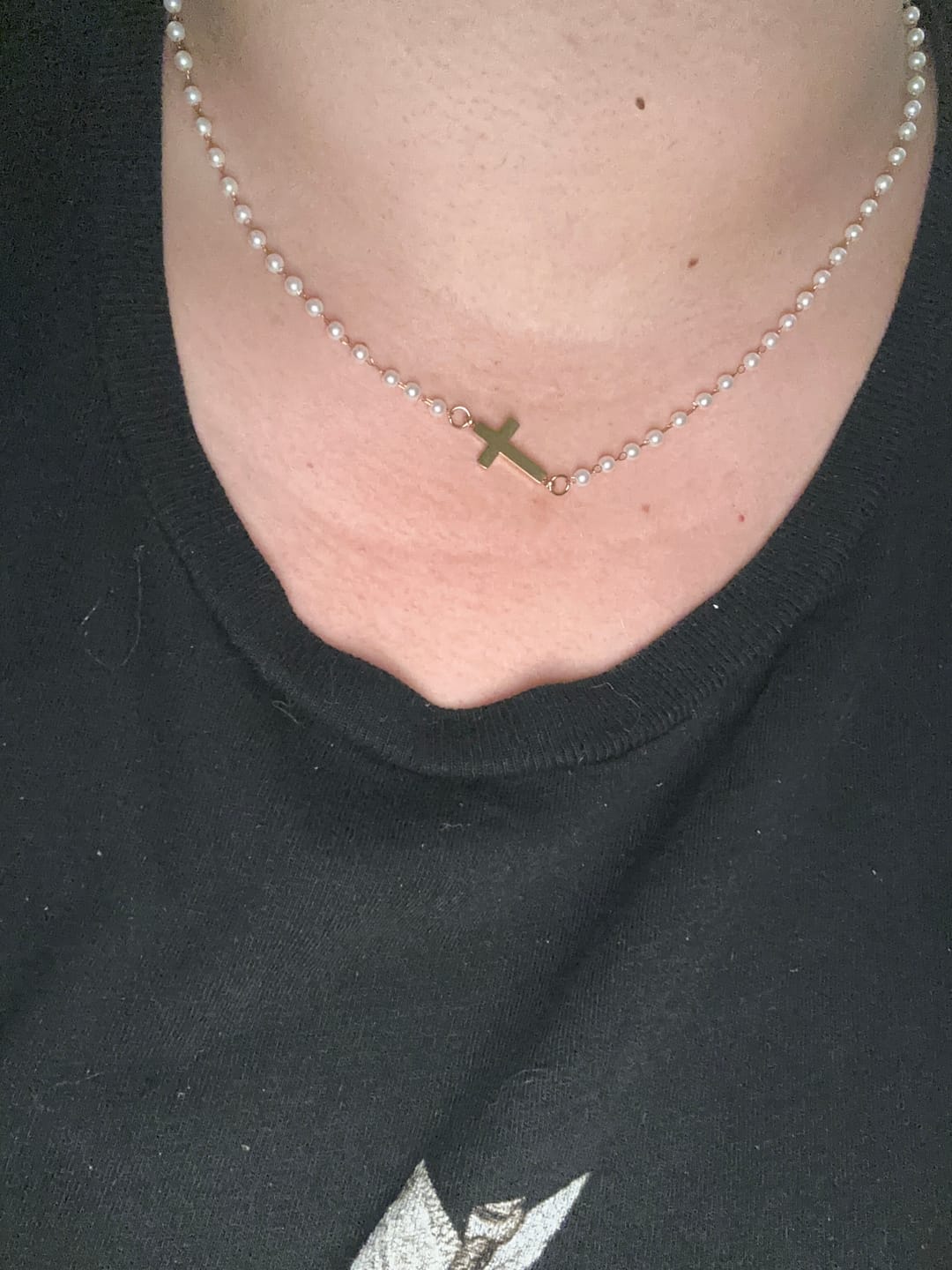 Customer photo review of Necklace: Pearl with Gold Cross