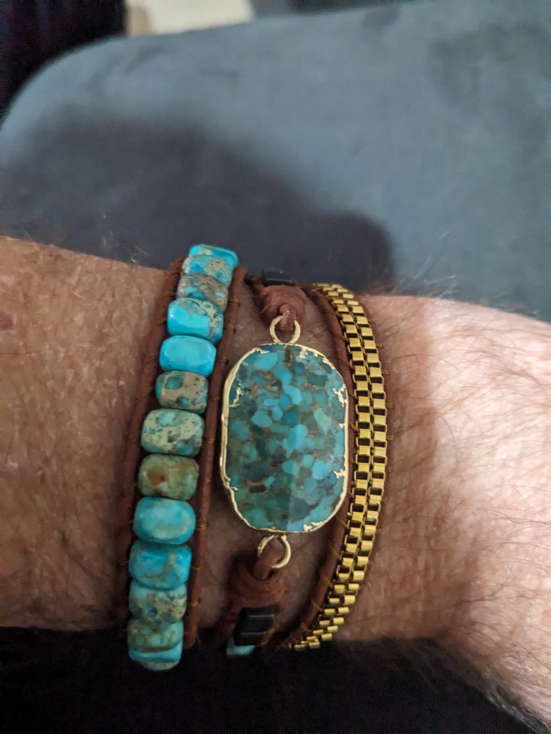 Customer photo review of Turquoise Calming Energy Wrap Bracelet
