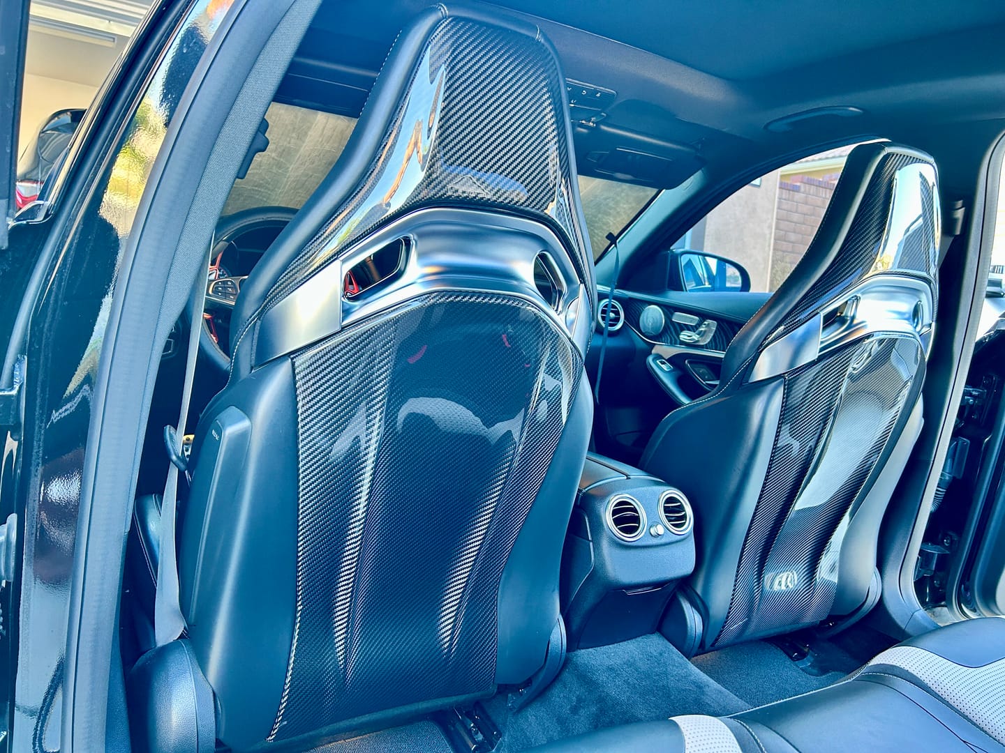 Customer photo review of Mercedes Carbon Fiber AMG Seat Back Covers for AMG Recaro Seats