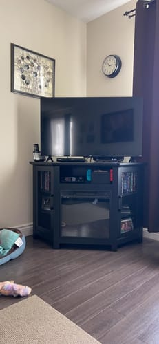 Customer photo review of Kobi Corner Fireplace TV Stand