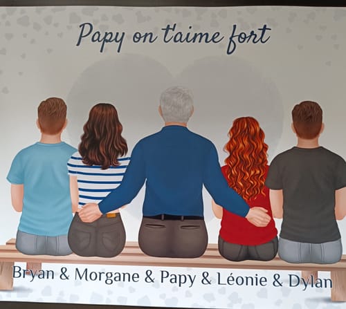 Customer photo review of Affiche Personnalisée - Papy et Petits-Enfants