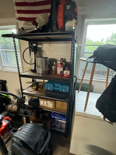 Customer photo review of REIBII 35.5“W Garage Storage Rack, 5-Shelf Adjustable Storage Shelves, 2020lbs Metal Shelving for Pantry Kichen Closet