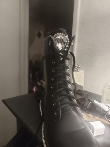 Customer photo review of LEWELLYN-BLACK CRYSTAL COMBAT BOOTIE