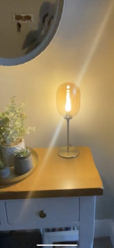 Customer photo review of Galway Crystal Amber Glass & Brass Stem Lamp