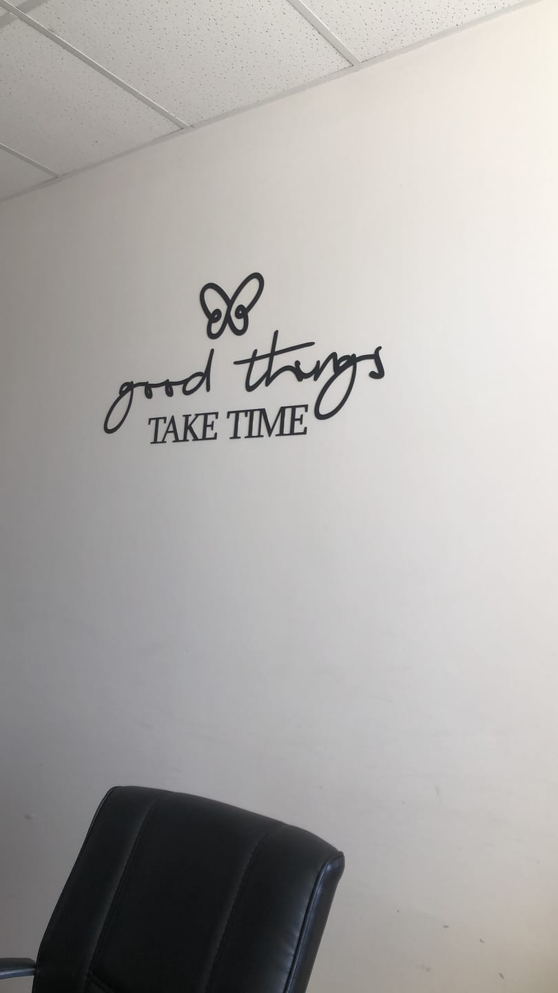 Customer photo review of Good Things Take Time Metal Duvar Yazısı