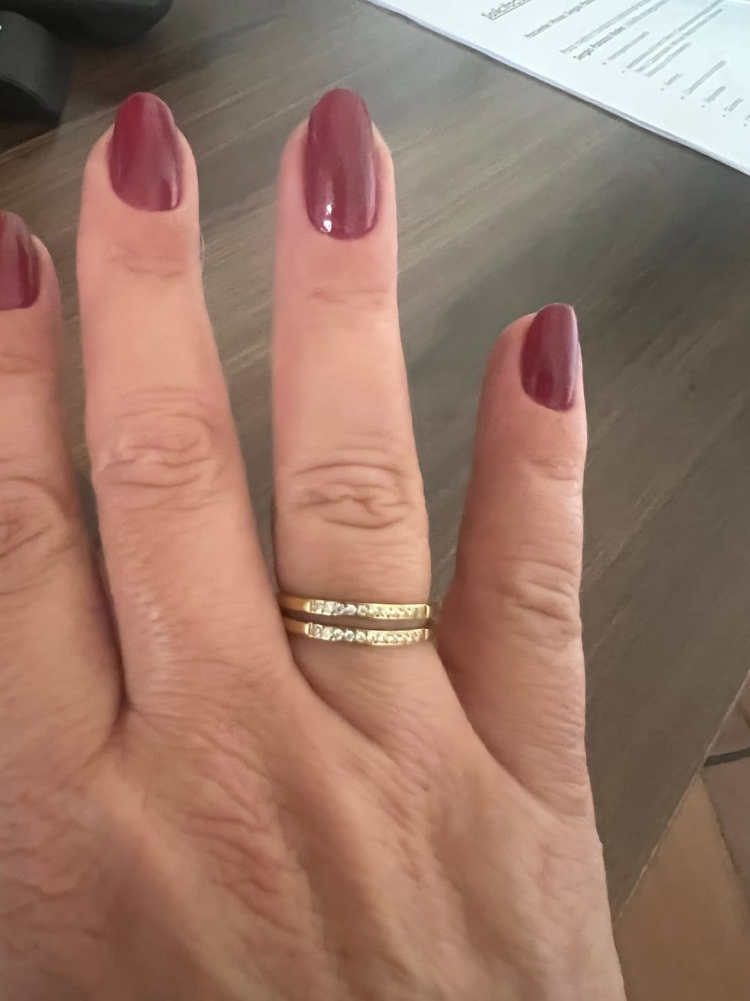 Customer photo review of Anel Duplo Camada Banhado em Ouro 18k