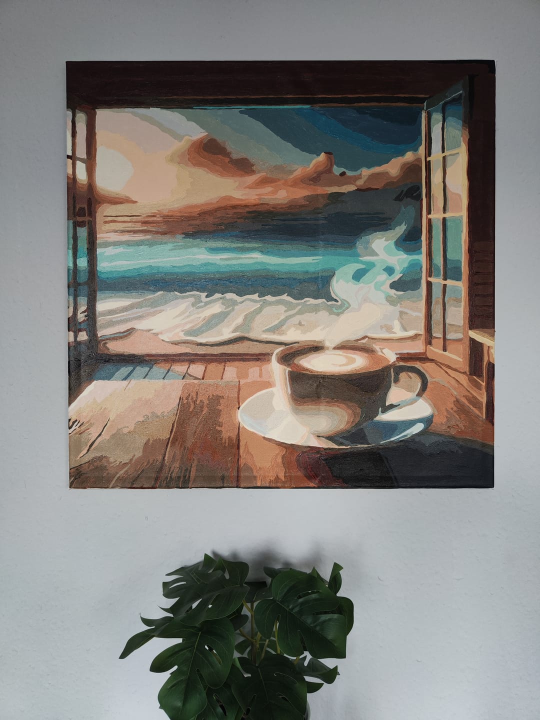 Customer photo review of Malen nach Zahlen - Kaffeegenuss am Meer