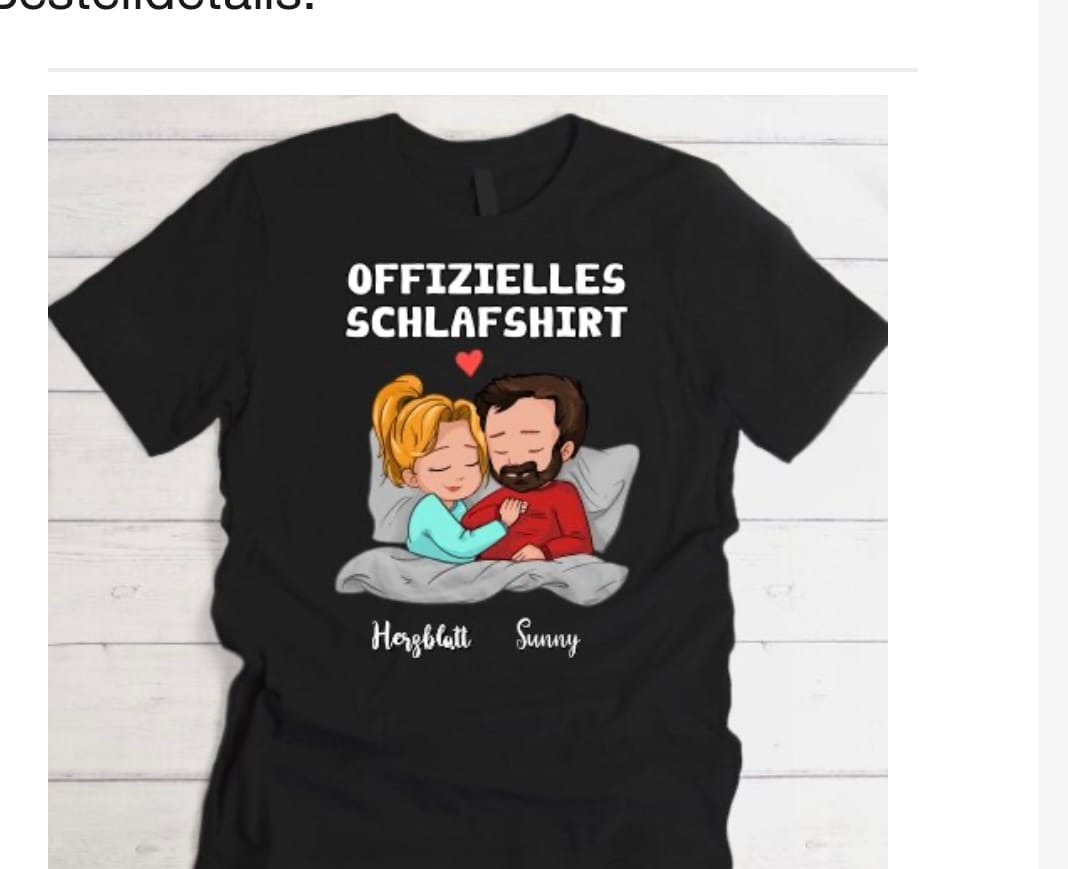 Customer photo review of Offizielles Schlafshirt - Personalisiertes T-Shirt für Paare