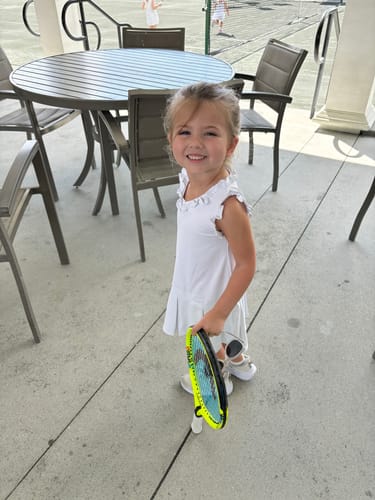Customer photo review of White Ruffle Tennis Dress