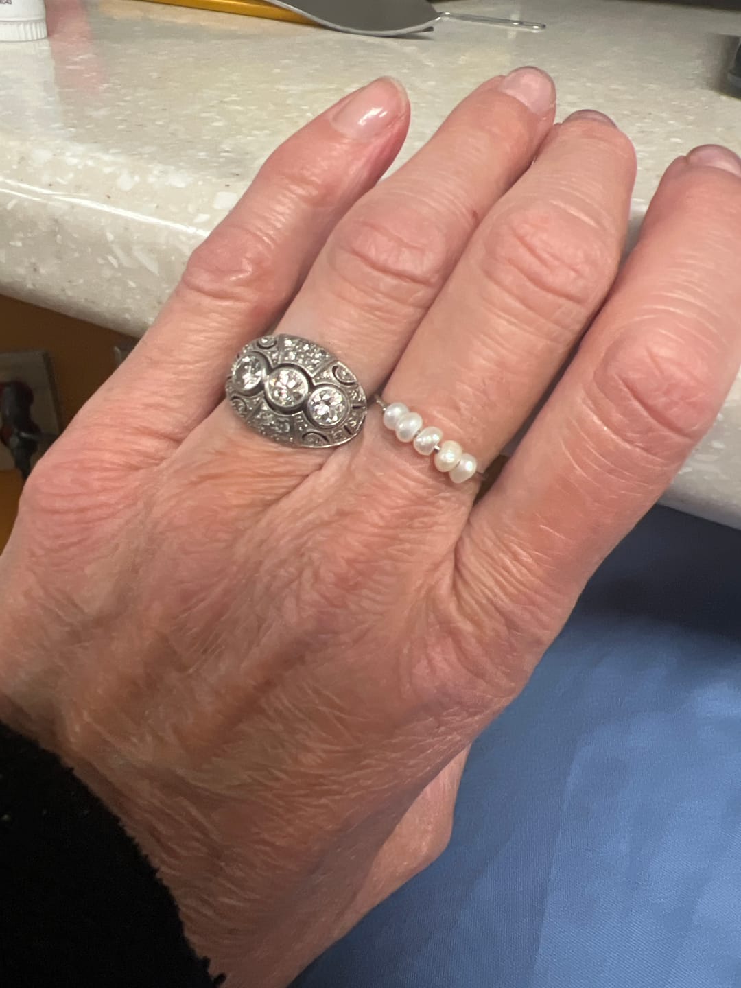 Customer photo review of Classic Freshwater Pearl Silver Ring