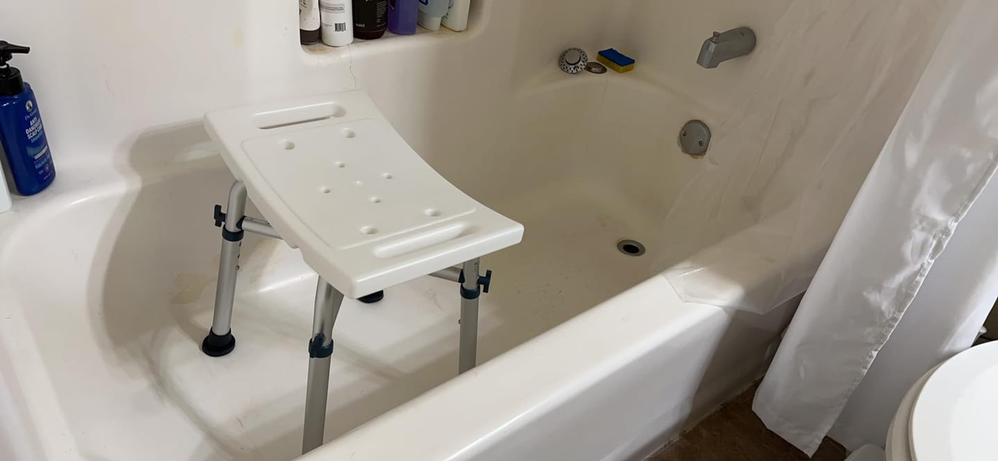 Customer photo review of Shower Chair for Adults Sitting (350lb)