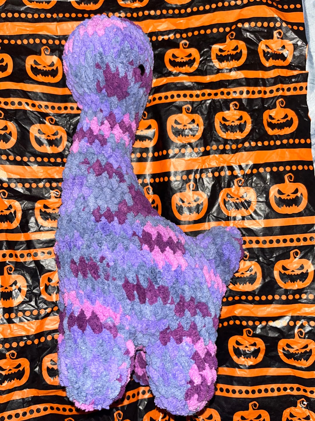 Customer photo review of 9" Crocheted Dinosaur