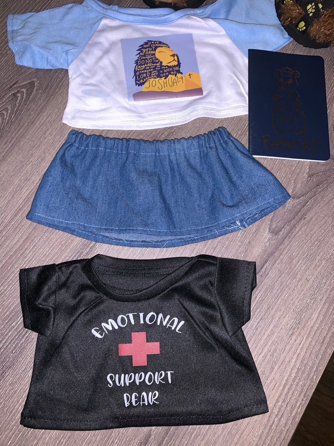 Customer photo review of EMOTIONAL SUPPORT Bear T-Shirt | Fits BAB & 14 to 16 Inch Stuffed Animals | Teddy Bear Outfit | Plushie Clothing