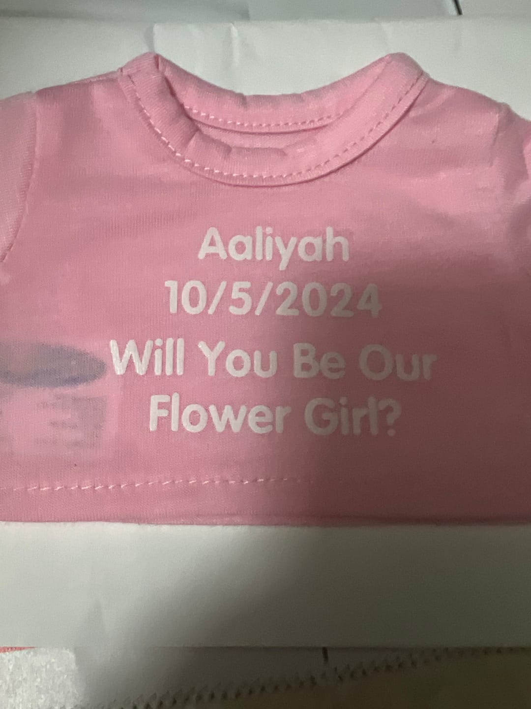 Customer photo review of CUSTOM Stuffed Animal T-SHIRT, Fits 8 Inch Stuffed Animals, Personalized Photo and Text Shirt