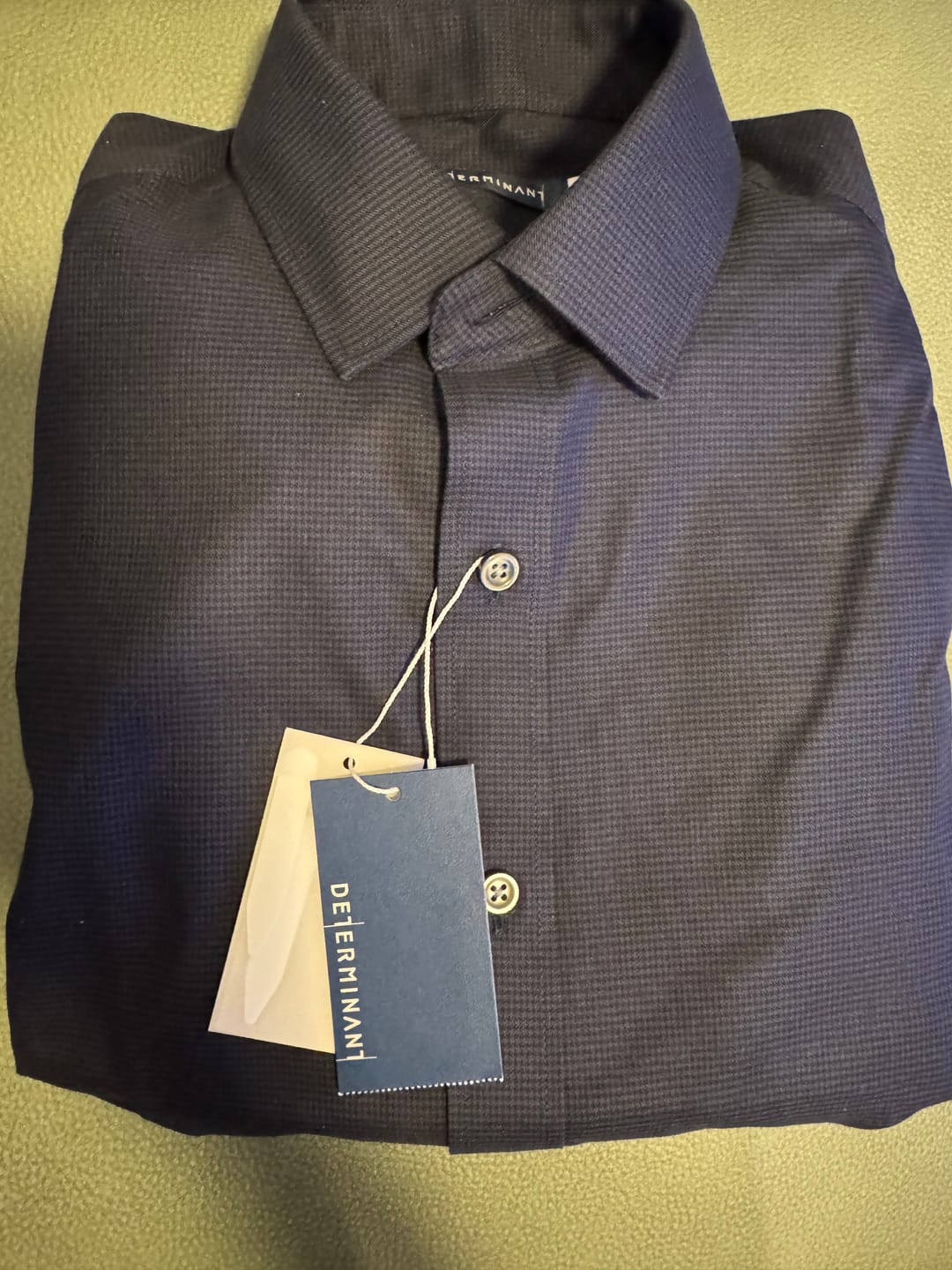 Customer photo review of Wrinkle-Free Twill Dress Shirt | Navy Check 10520N