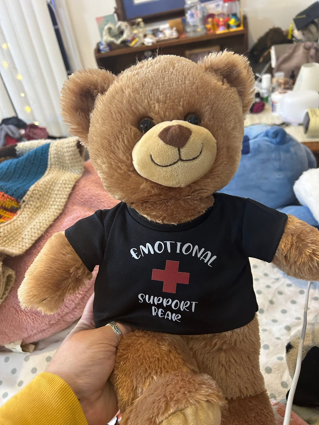 Customer photo review of EMOTIONAL SUPPORT Bear T-Shirt | Fits BAB & 14 to 16 Inch Stuffed Animals | Teddy Bear Outfit | Plushie Clothing