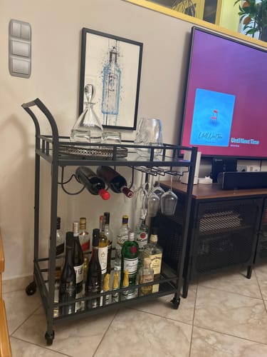 Customer photo review of Καρότσι Μπαρ Τρόλεϊ Κάβα Τραπεζαρίας με Καθρέφτη Βοηθητικό Τραπεζάκι Κουζίνας Χρυσό-Μαύρο LRC092A62