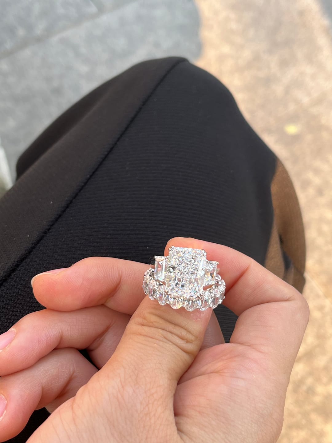 Customer photo review of S925 8 Ct Louily Luxurious Three Stone Radiant Cut Wedding Set In Sterling Silver