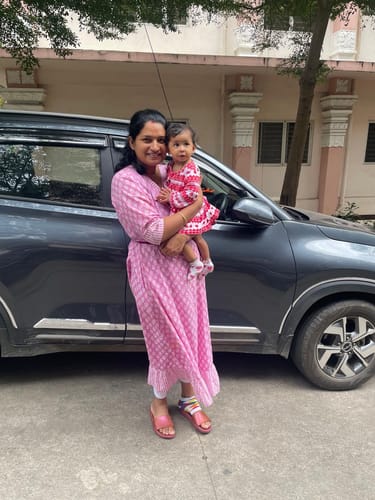 Customer photo review of Maroon with White Butis and Lines Handloom Maxi
