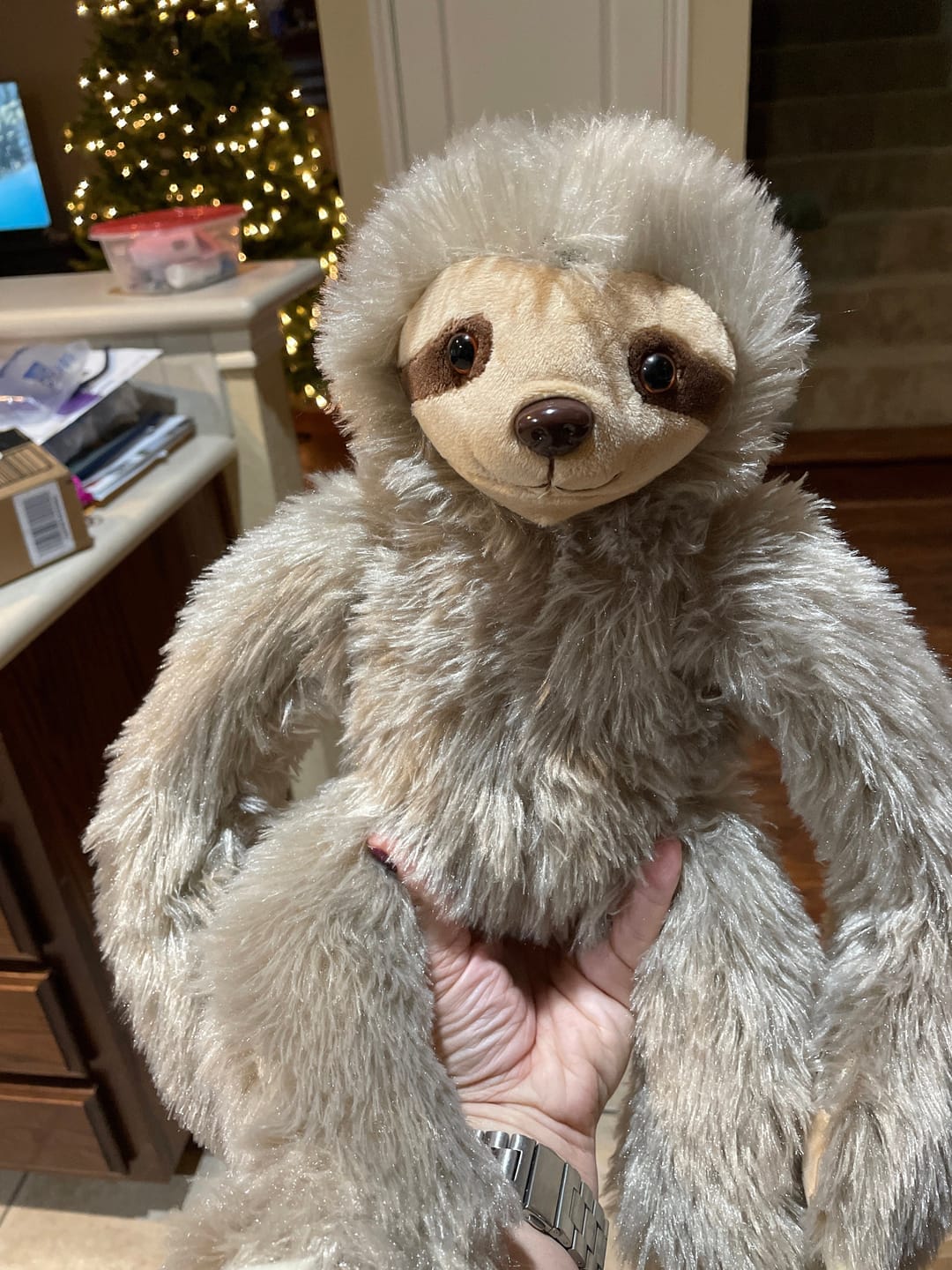 Customer photo review of SLOTH Stuffed Animal, 16" Plushie, Make your Own Stuffie, Soft and Cuddly, DIY Kit