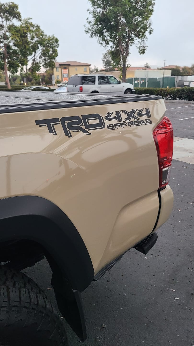 Customer photo review of TRD 4x4 off-road vinyl decal for 2016-2022 Toyota Tacoma Tundra