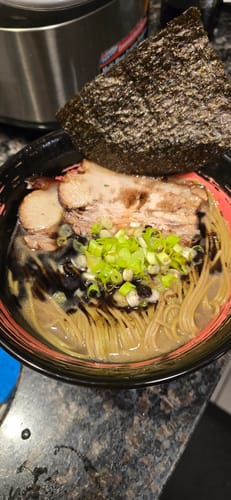 Customer photo review of Red Swirl Black Ramen Bowl