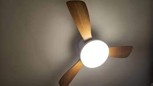 Customer photo review of WOMO 3 Wood Blade Low Profile Ceiling Fan Lamp-WM5058