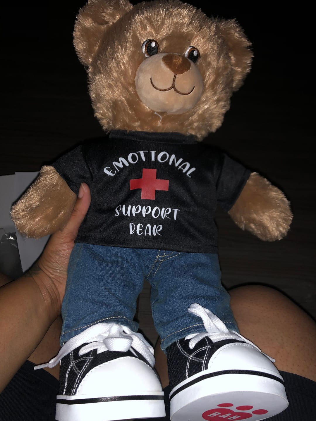 Customer photo review of EMOTIONAL SUPPORT Bear T-Shirt | Fits BAB & 14 to 16 Inch Stuffed Animals | Teddy Bear Outfit | Plushie Clothing