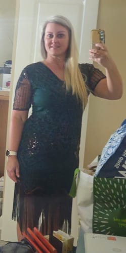 Angie O. review of Evelyn Flapper Dress - Green image 1 out of 1