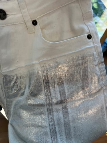 Customer photo review of Pants Wide Leg Foil White