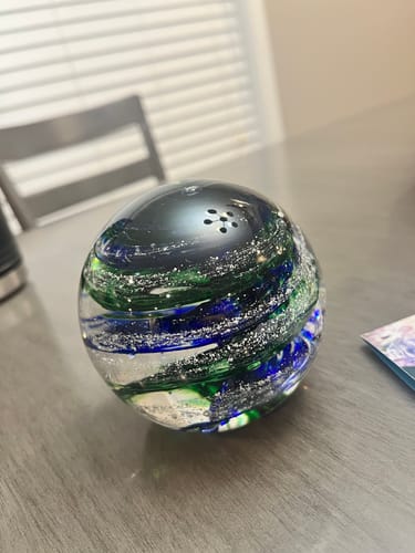 Customer photo review of Sparkle Paperweight with Cremation Ashes
