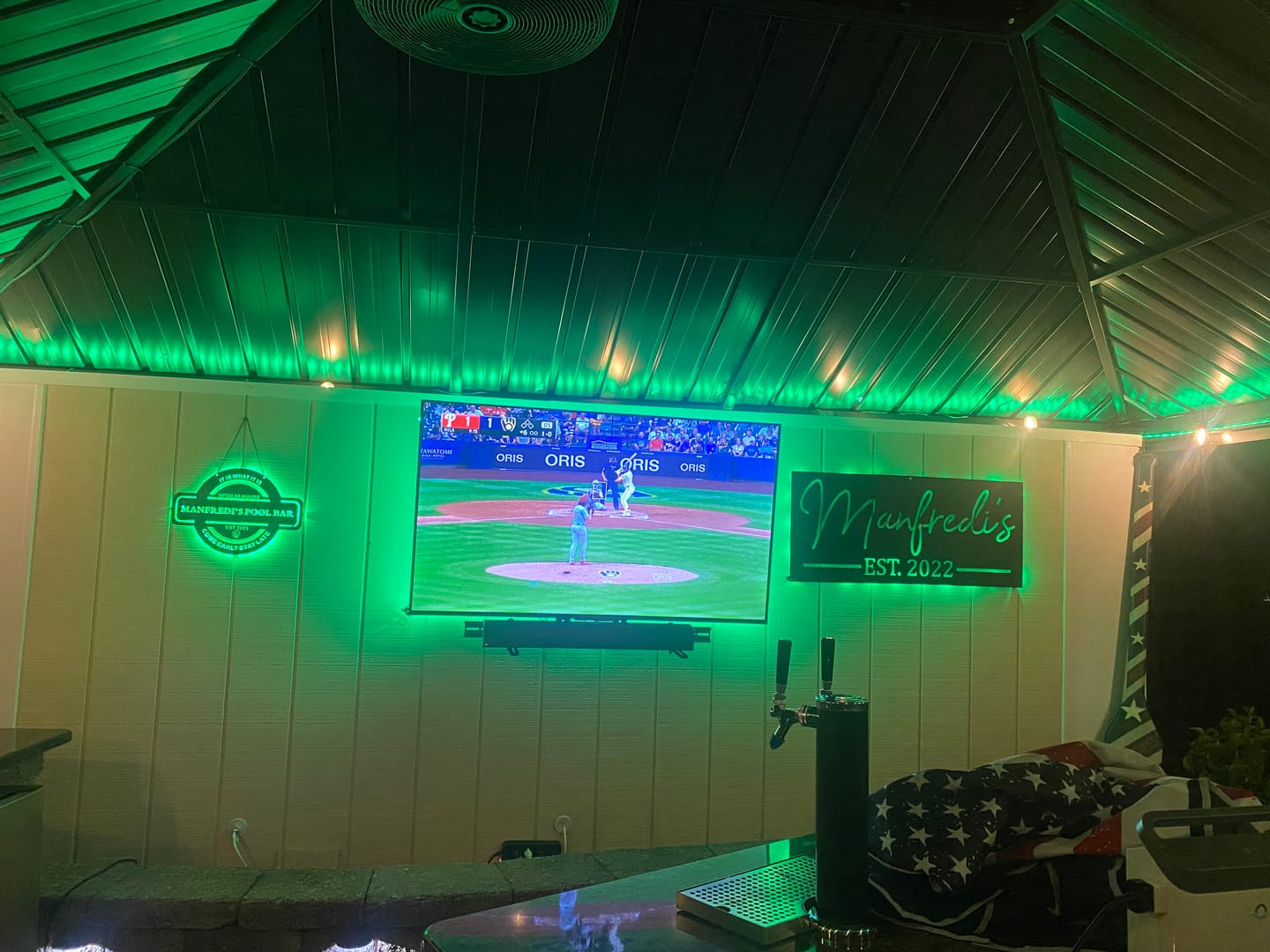 Customer photo review of Personalized LED Color Changing Man Cave Sign