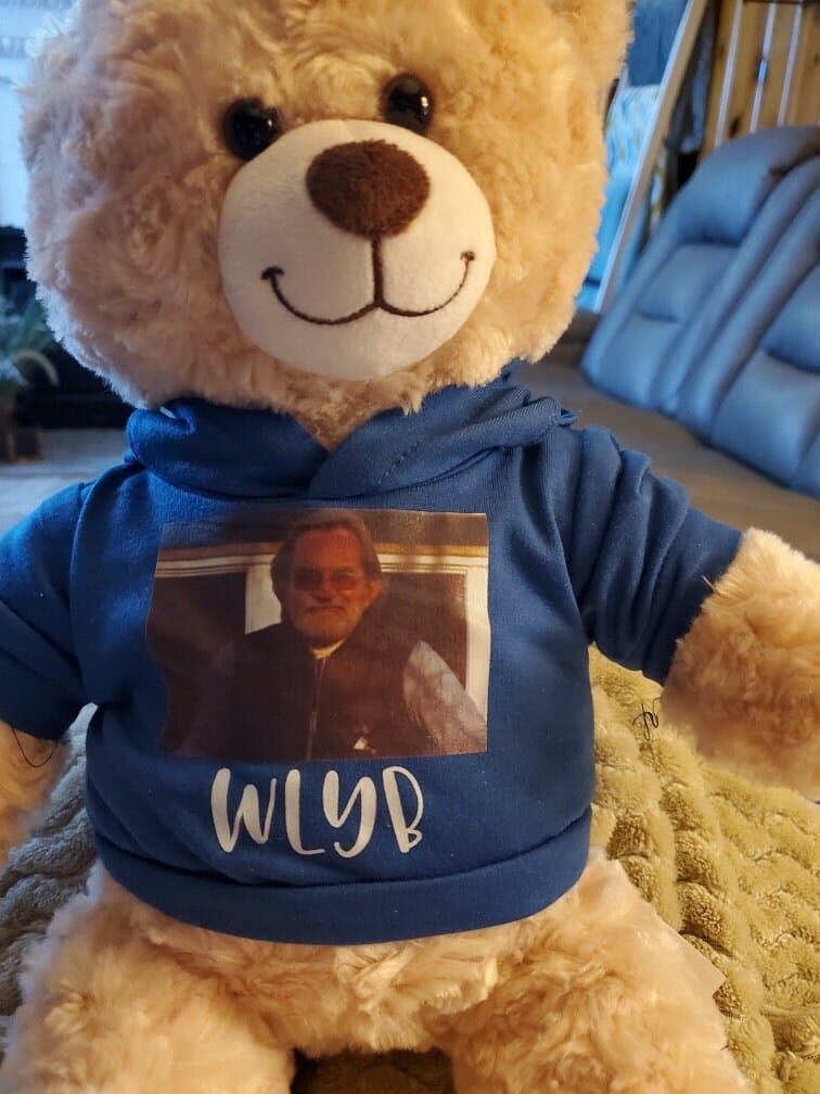 Customer photo review of CUSTOM Plushie HOODIE | Fits BAB and 14 to 16 Inch Stuffed Animals | Teddy Bear Outfit | Plushie Clothing