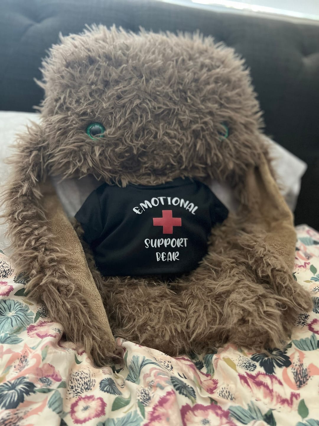 Customer photo review of EMOTIONAL SUPPORT Bear T-Shirt | Fits BAB & 14 to 16 Inch Stuffed Animals | Teddy Bear Outfit | Plushie Clothing