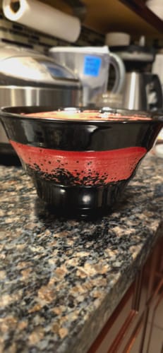 Customer photo review of Red Swirl Black Ramen Bowl