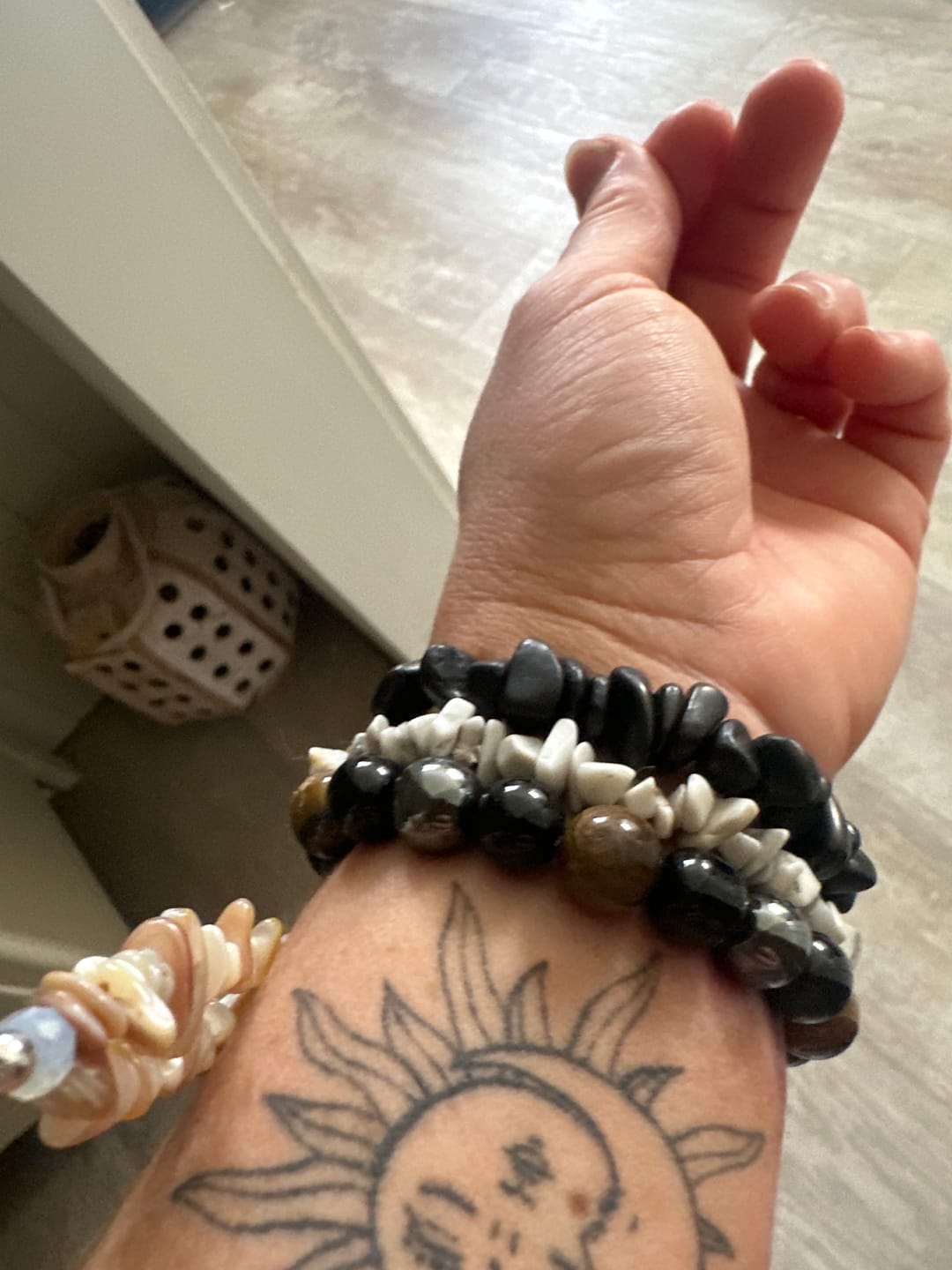Customer photo review of Triple protection - beaded bracelet; black obsidian, tiger's eye and hematite
