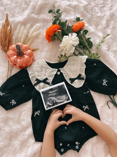 Customer photo review of Ribbon Long Sleeve Embroidery Bodysuits