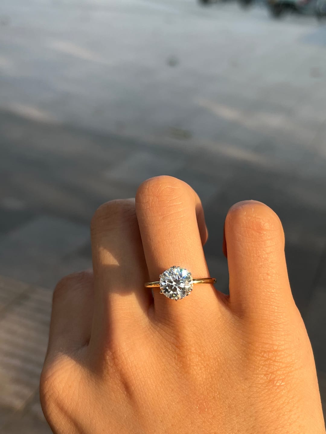 Customer photo review of S925 Precious Moissanite Two-tone 2.0 Carat Engagement Ring